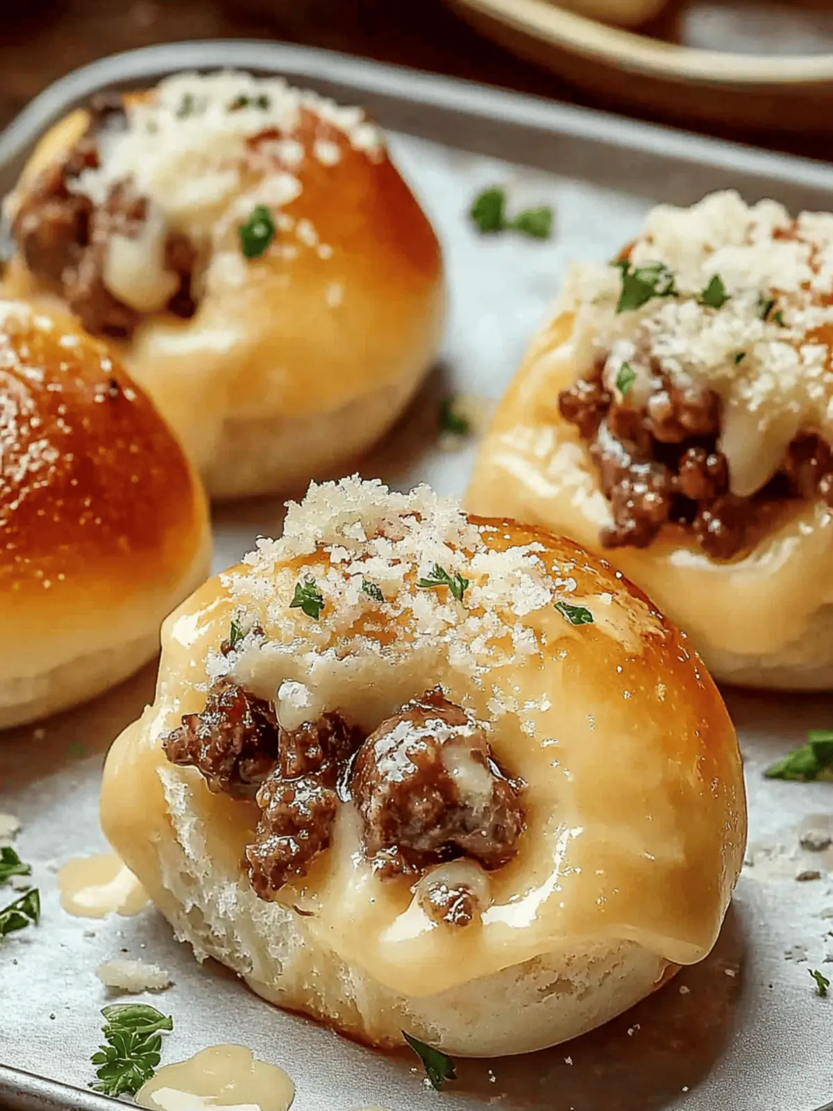 Knoblauch Parmesan Cheeseburger Bomben für Kinderleichtes Snacken 3 Knoblauch Parmesan Cheeseburger Bomben