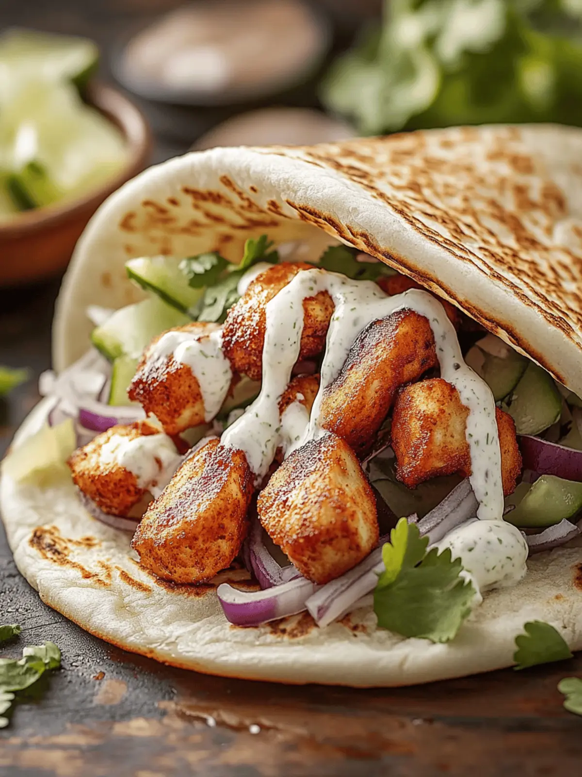 Blechpfannen-Hühnchen-Pitas mit frischem Kräuter-Ranch-Slaw 2 Blechpfannen-Hühnchen-Pitas mit frischem Kräuter-Ranch-Slaw