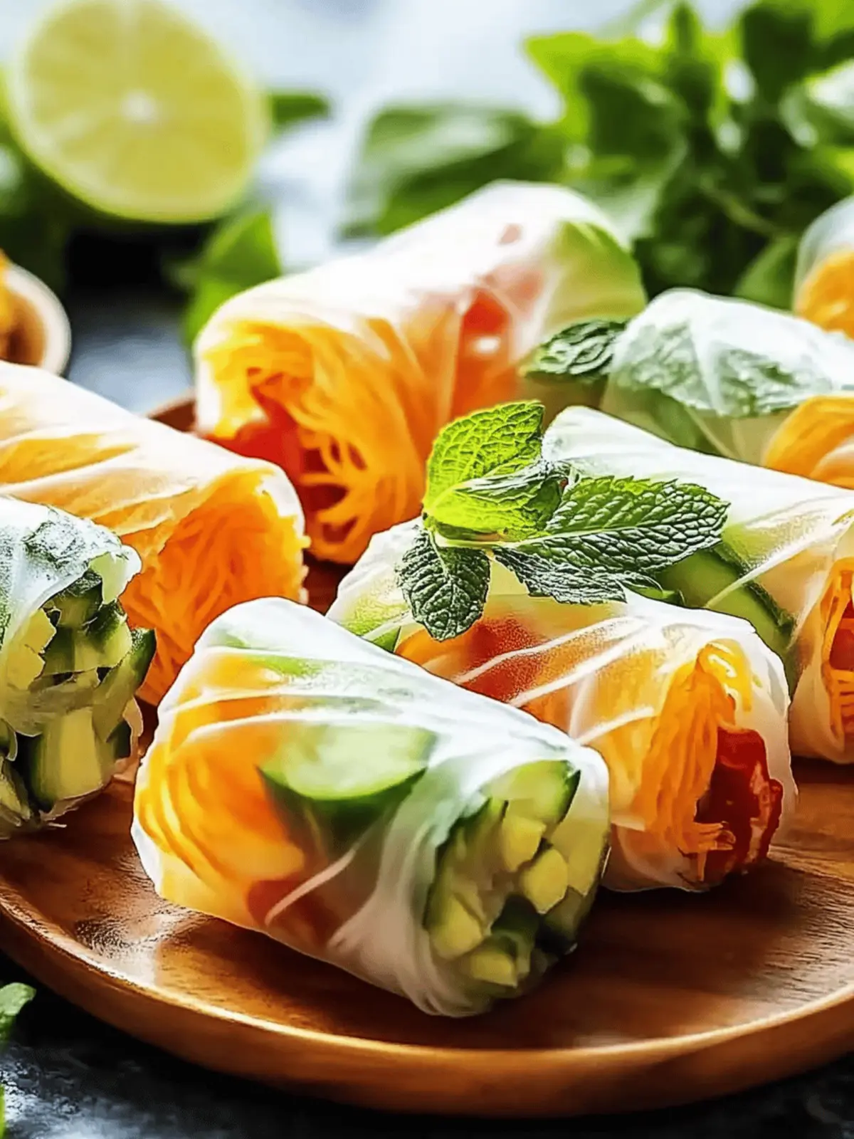 Lecker frische vietnamesische Lachs-Frühling Rollen 4 Lecker frische vietnamesische Lachs-Frühling Rollen Freude