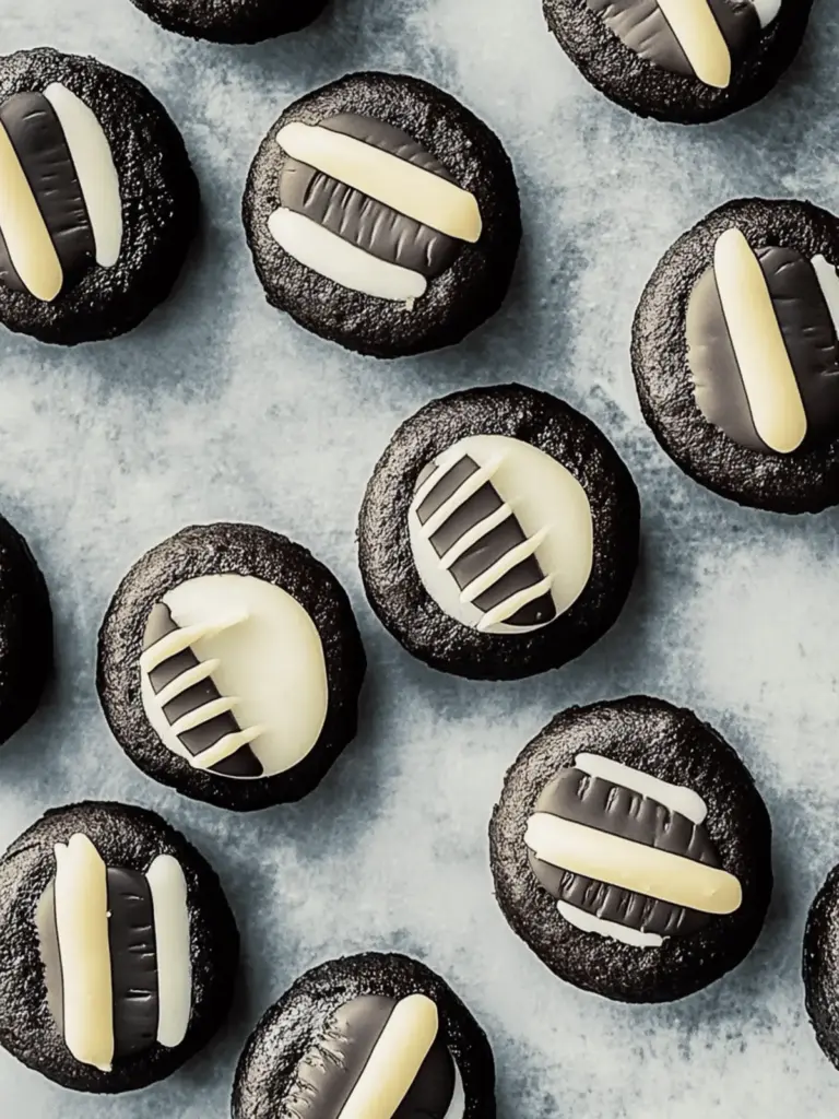 Schwarze Kakaomami-Macarons