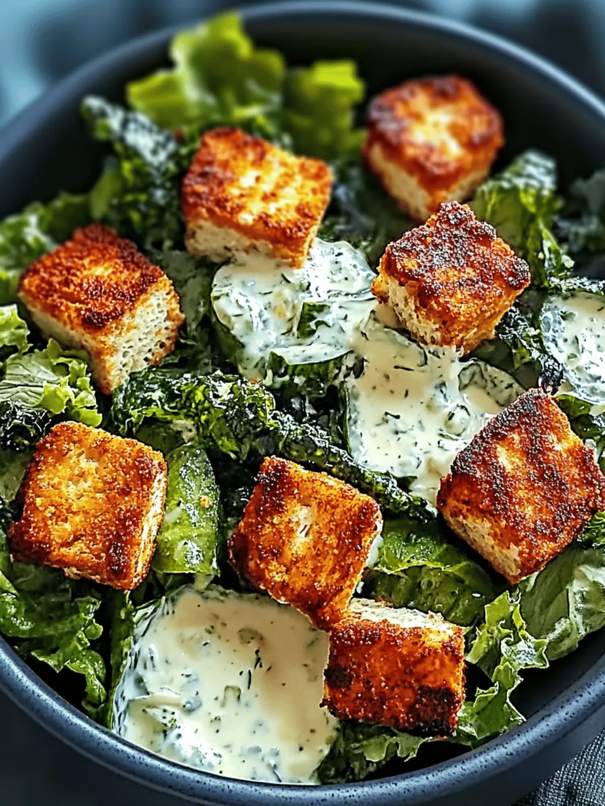 Knuspriger Buffalo-Tofu-Caesar-Salat für jeden Tag 2 Knuspriger Buffalo-Tofu-Caesar-Salat