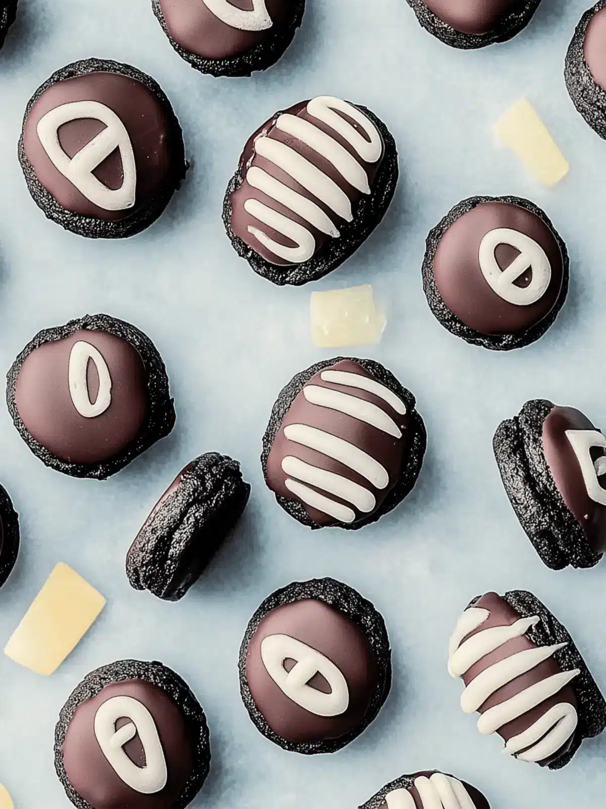 Schwarze Kakaomami-Macarons für Halloween-Party 4 Schwarze Kakaomami-Macarons