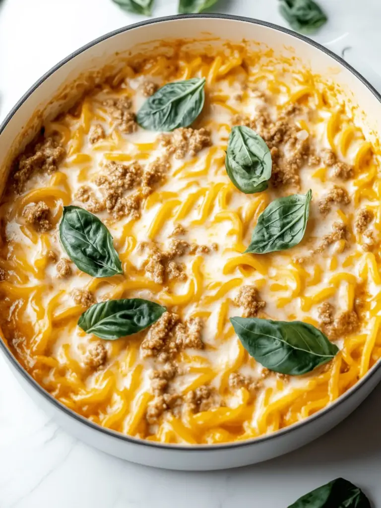 Rinderhackfleisch Orzo mit Tomaten-Cremesauce