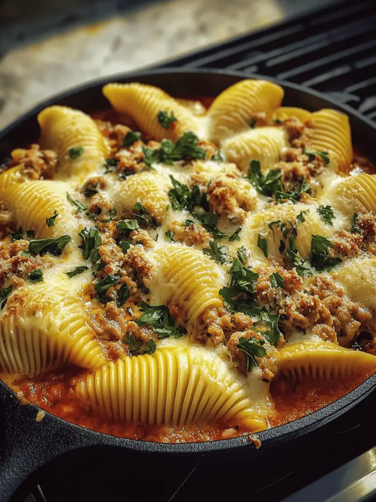 Cremige Ricotta Rinderfleisch gefüllte Muscheln Pasta