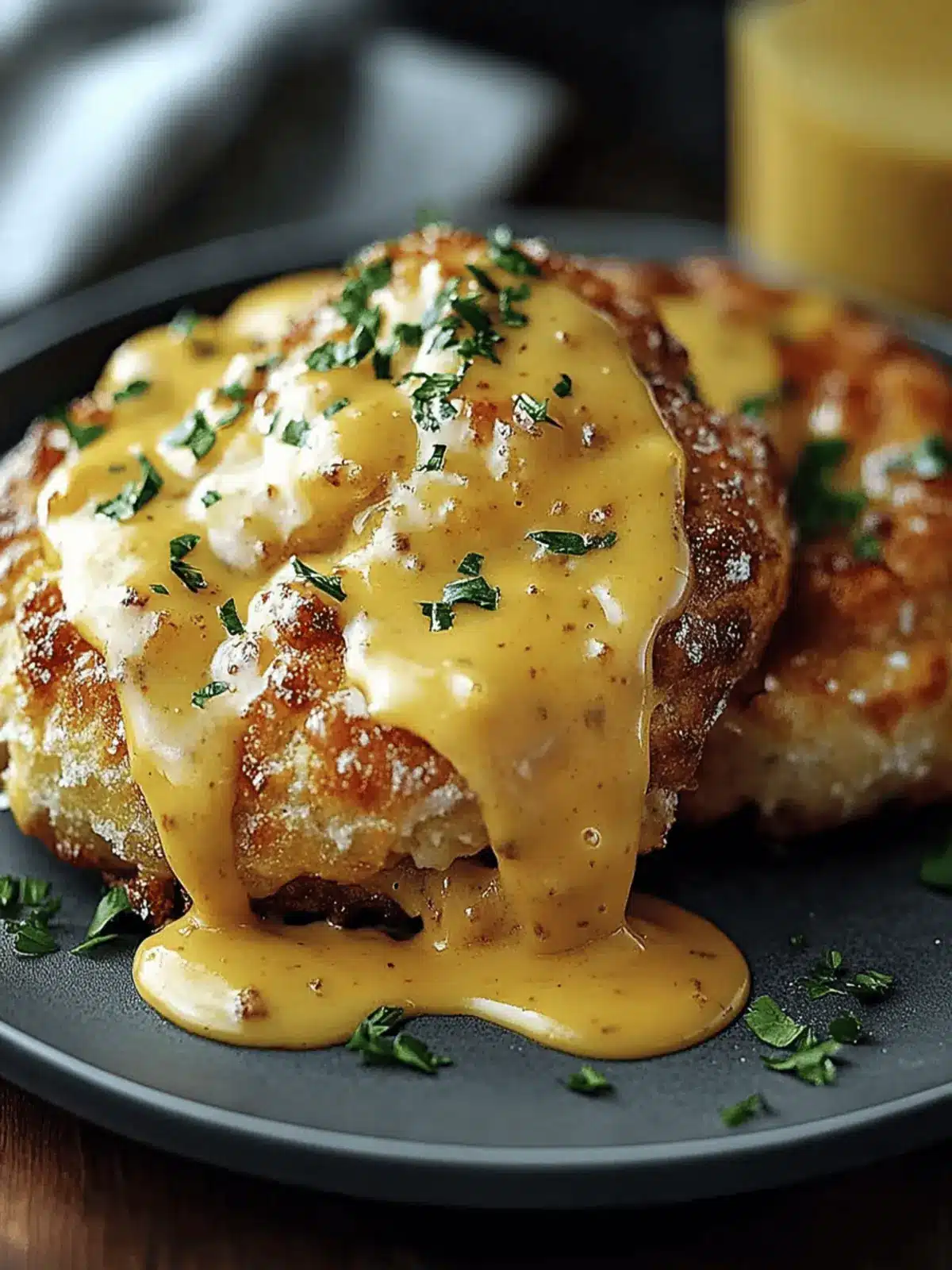 Brezel-Hühnchen mit Senf-Cheddar-Sauce Rezept