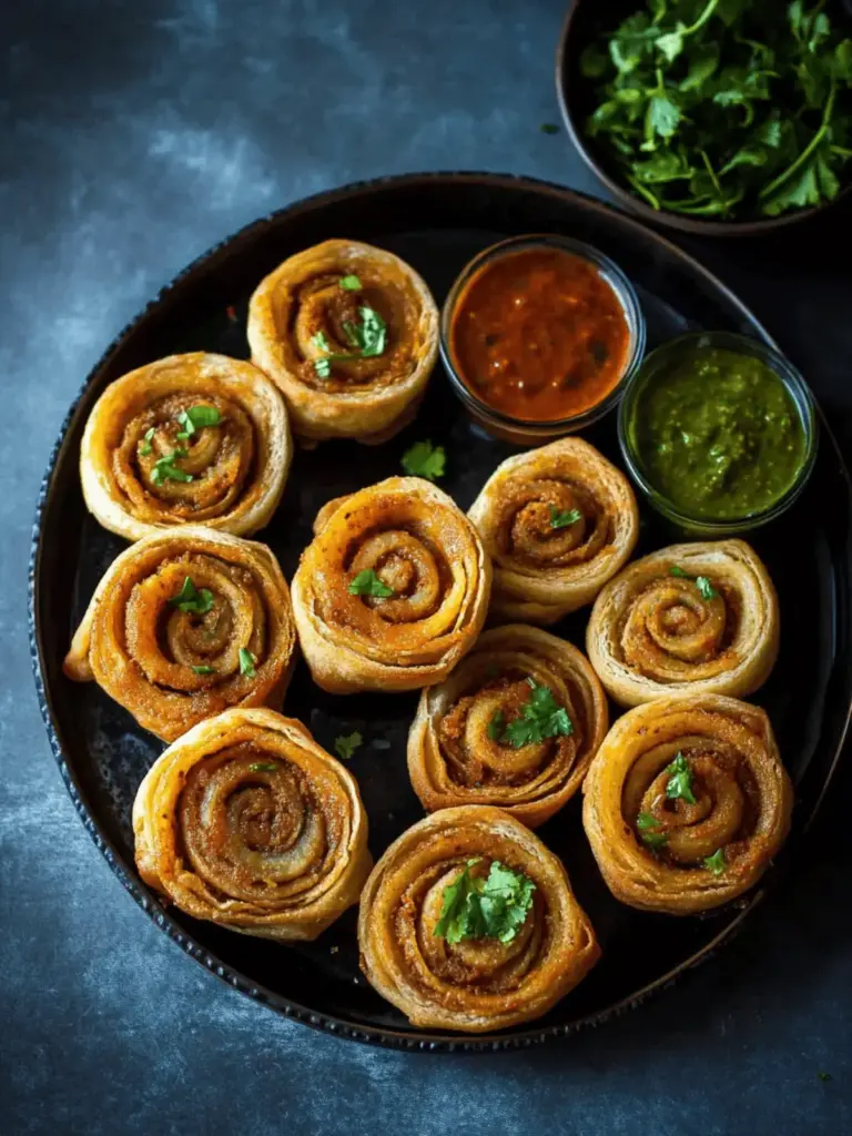 Dabeli/Samosa Pinwheels (gebacken/luftgebraten)