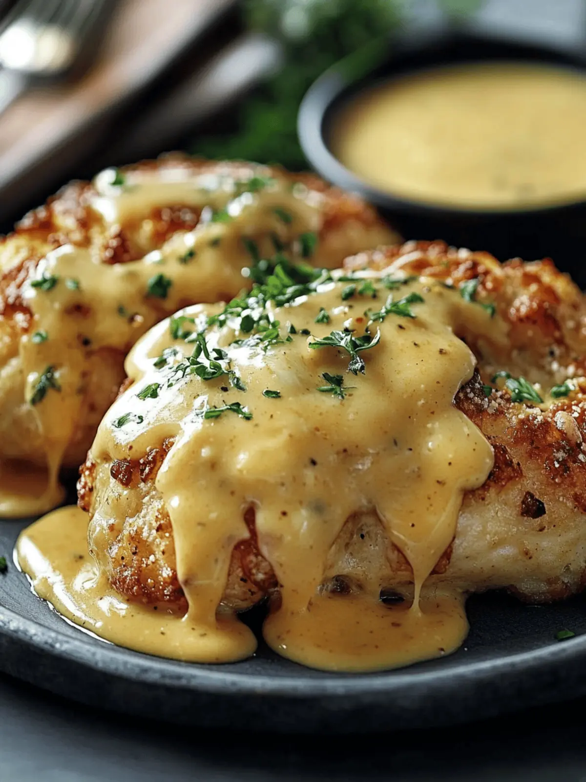 Brezel-Hühnchen mit Senf-Cheddar-Sauce Rezept 4 Brezel-Hühnchen mit Senf-Cheddar-Sauce Rezept