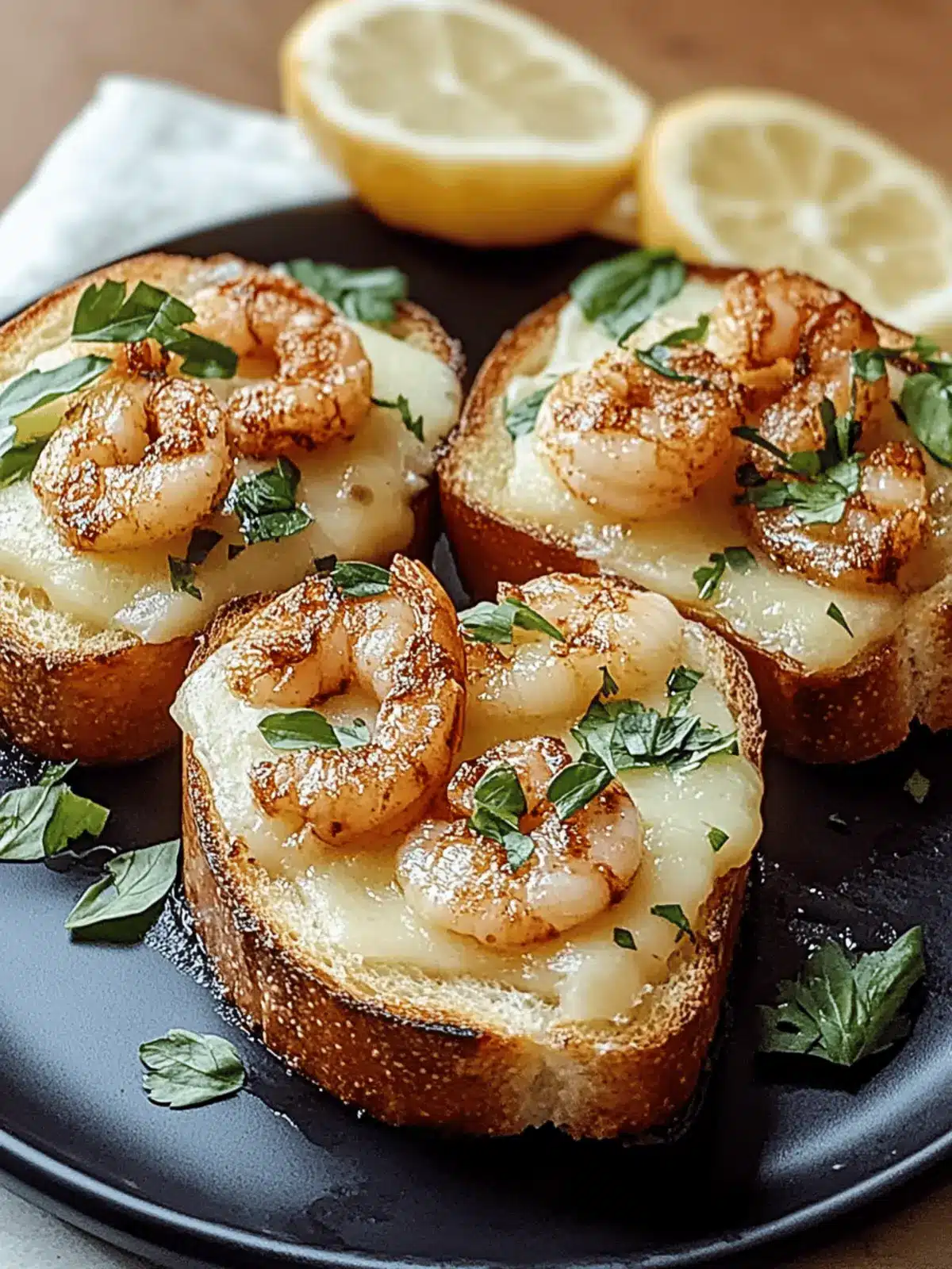 Garnelen- und Käsetoast mit Knoblauchbrot
