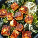 Knuspriger Buffalo-Tofu-Caesar-Salat
