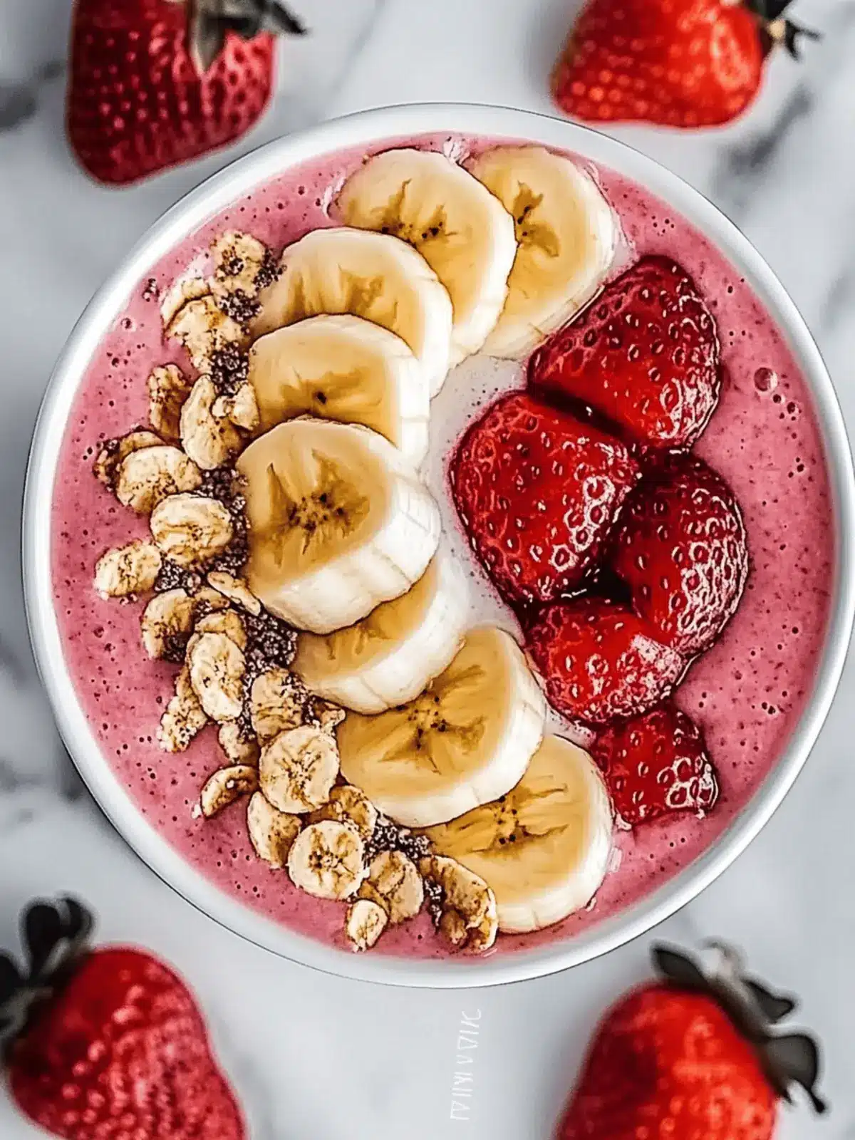 Erdbeer-Banane-Smoothie-Schüssel für fruchtigen Genuss 4 Erdbeer-Banane-Smoothie-Schüssel