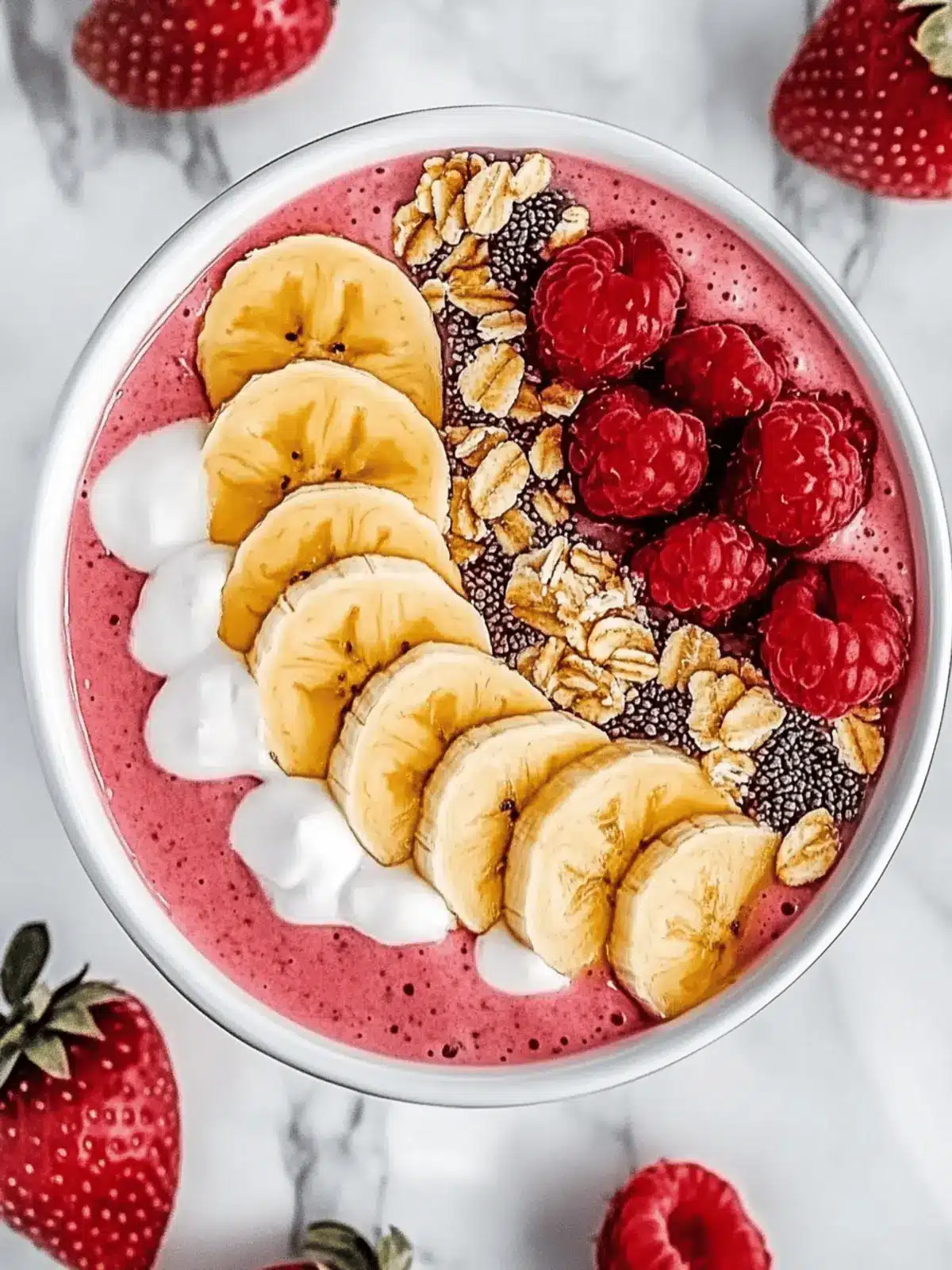 Erdbeer-Banane-Smoothie-Schüssel für fruchtigen Genuss 2 Erdbeer-Banane-Smoothie-Schüssel