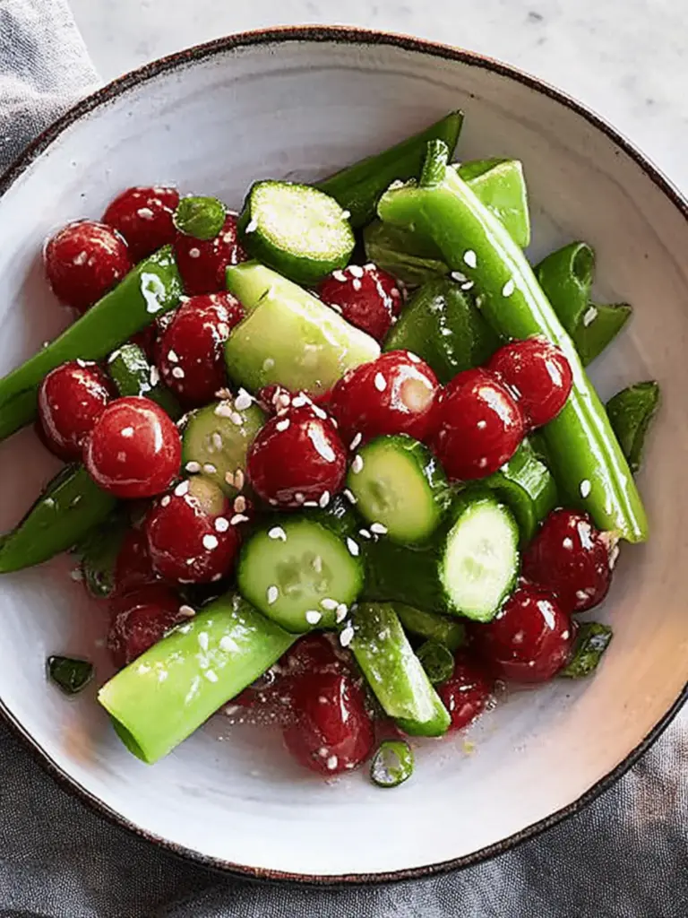 Zerschlagene Gurken- und Traubensalat