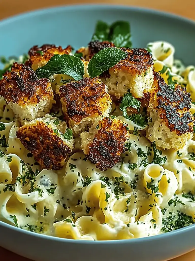 Goldene Knoblauchhühnchenbissen über cremiger Parmesanpasta