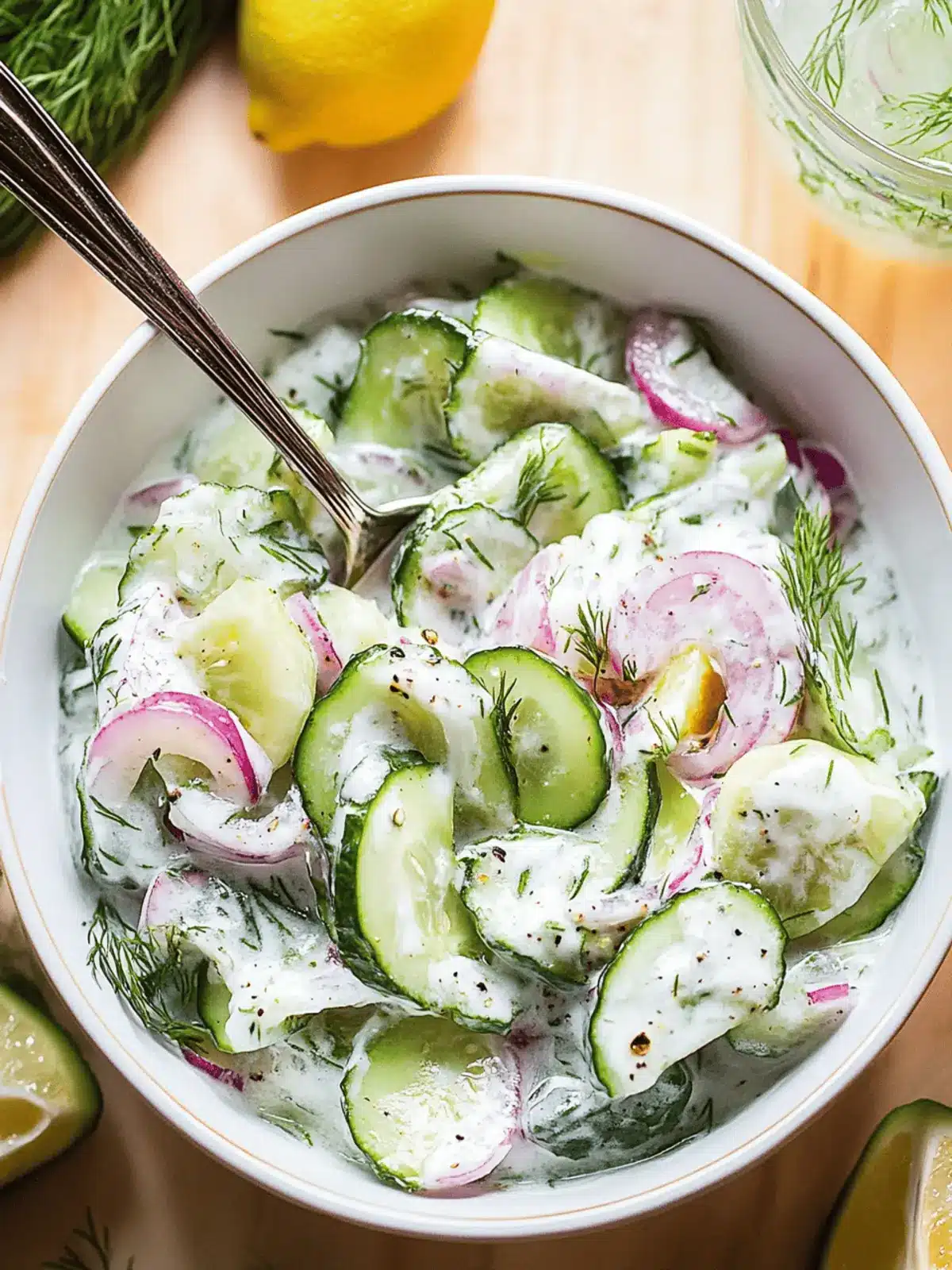 Griechischer Gurkensalat mit cremigem Dressing 4 Griechischer Gurkensalat