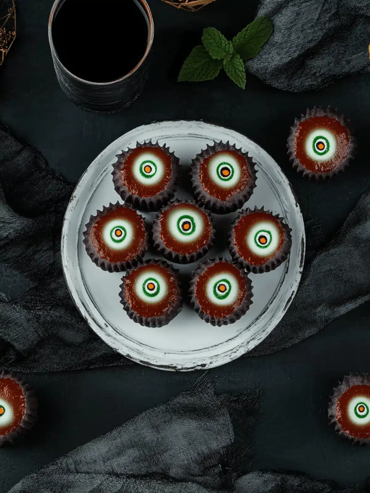 Mini-Augenbrauen-Donuts für Halloween-Spaß 4 Mini-Augenbrauen-Donuts