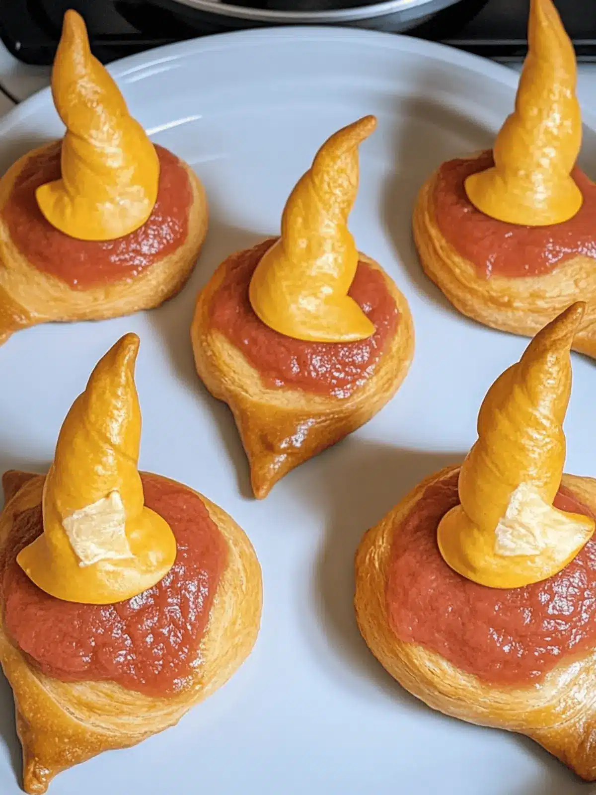 Crescent-Rollen Hexenmützen für perfekte Halloween Snacks 3 Crescent-Rollen Hexenmützen