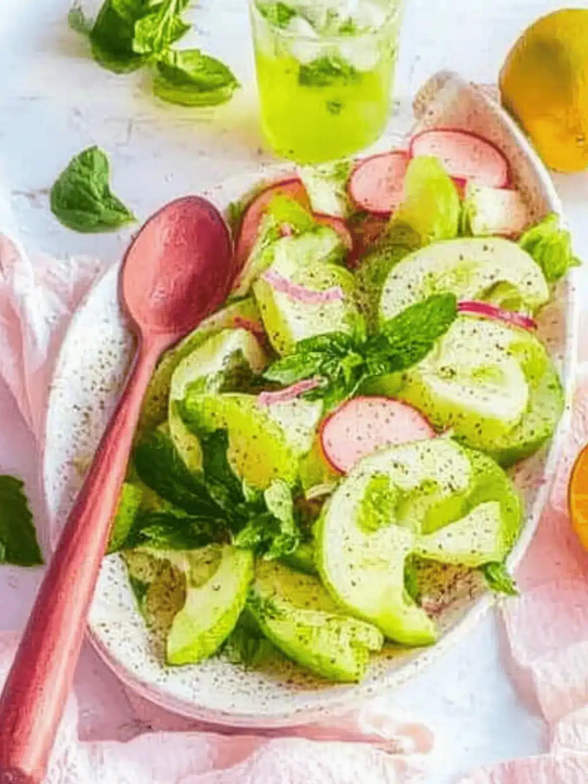 Gurken Sellerie Salat mit Apfel und Kräutern 4 Gurken Sellerie Salat