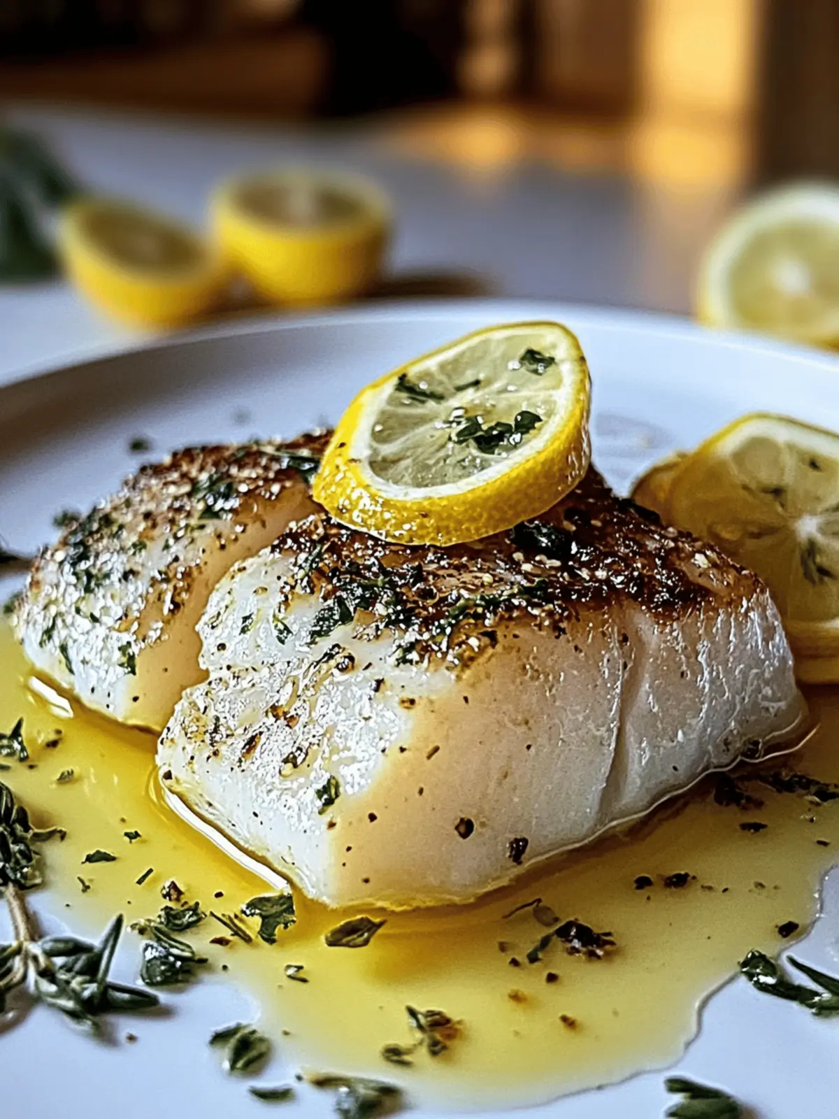 Zitronen-Knoblauch-Butter-Kabeljau mit knuspriger Haut