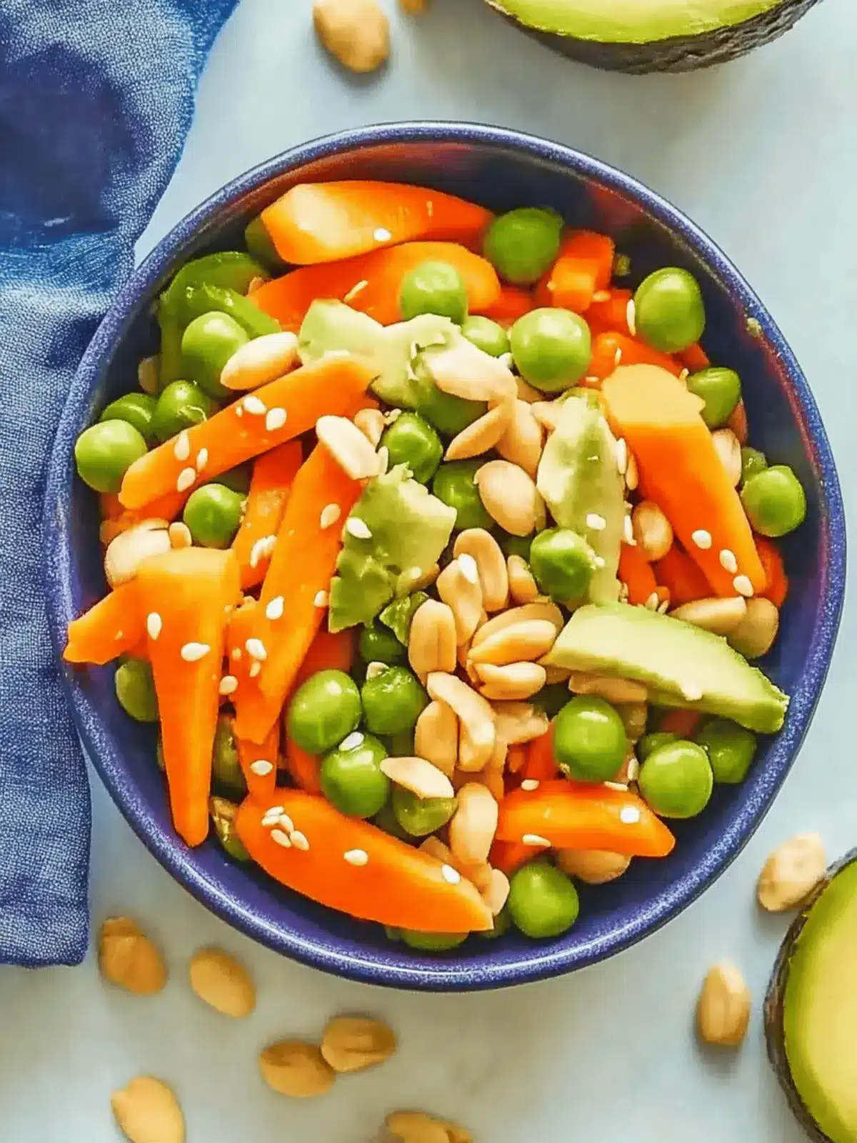 Edamame, Karotten- und Gurkensalat