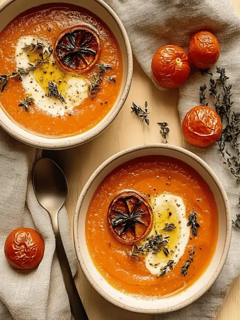 Cremige geröstete Knoblauch-Tomaten-Suppe Rezept