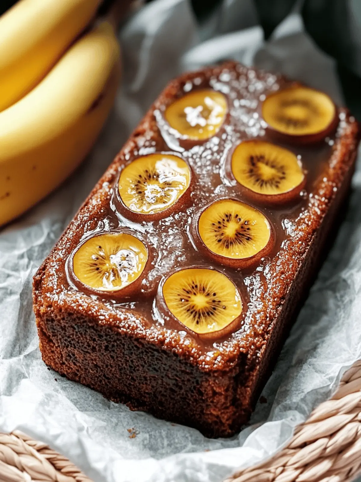 Unwiderstehliches karamellisiertes Bananenbrot Rezept 3 Unwiderstehliches karamellisiertes Bananenbrot mit der Oberseite nach unten Rezept