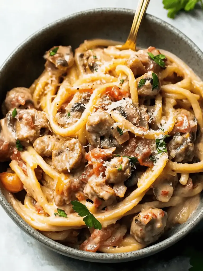Italienische Wurst Pilz Pasta