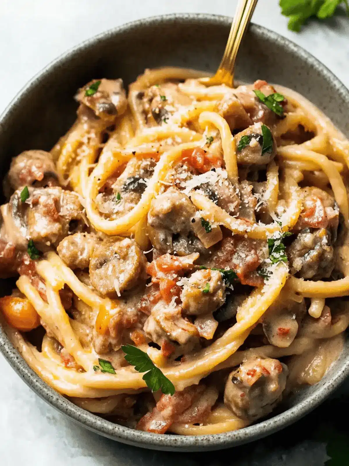 Italienische Wurst Pilz Pasta