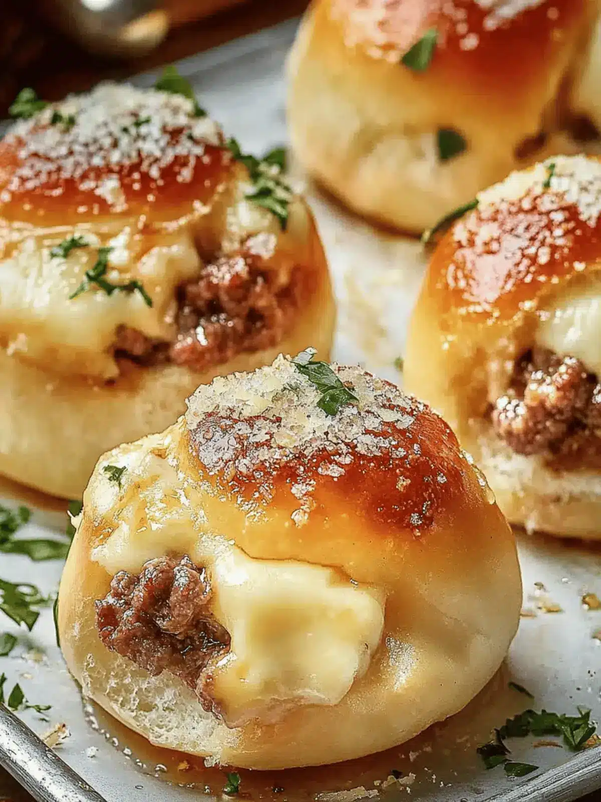 Knoblauch Parmesan Cheeseburger Bomben für Kinderleichtes Snacken 2 Knoblauch Parmesan Cheeseburger Bomben