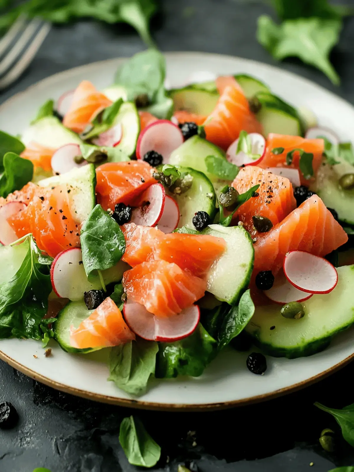 Cremiger Räucherlachs-Salat mit Kapern-Dressing 2 Cremiger Räucherlachs-Salat mit Kapern-Schnittlauch-Dressing