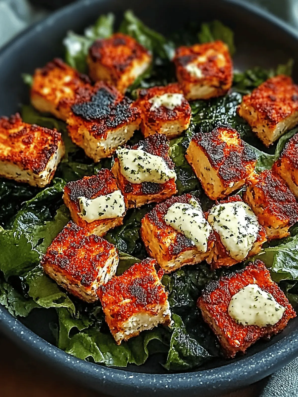 Knuspriger Buffalo-Tofu-Caesar-Salat für jeden Tag 4 Knuspriger Buffalo-Tofu-Caesar-Salat