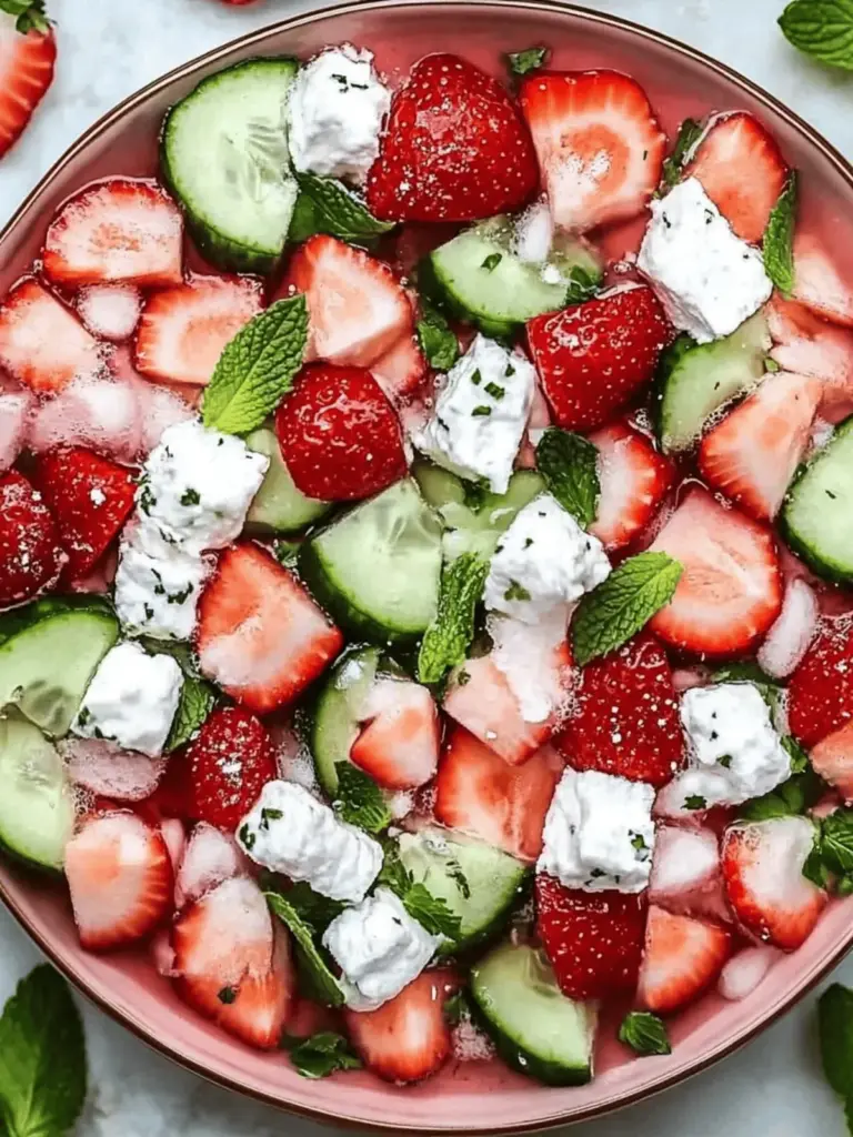 Wassermelonen-Gurken-Salat mit Erdbeeren und Feta