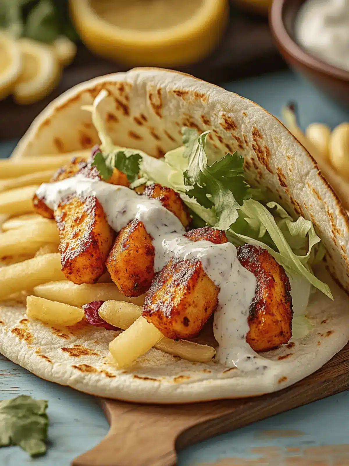 Blechpfannen-Hühnchen-Pitas mit frischem Kräuter-Ranch-Slaw