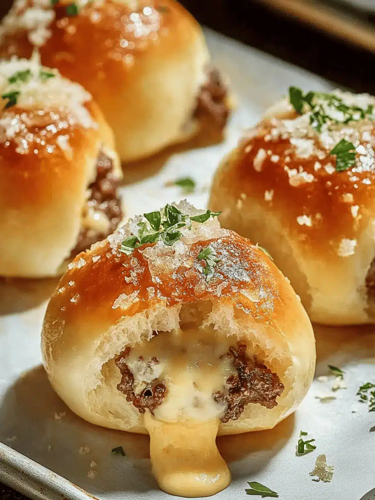 Knoblauch Parmesan Cheeseburger Bomben für Kinderleichtes Snacken 4 Knoblauch Parmesan Cheeseburger Bomben
