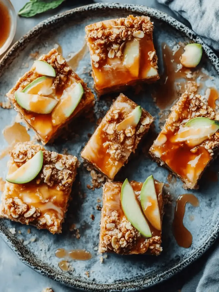 Leckere Karamell-Apfel-Käsekuchen-Riegel