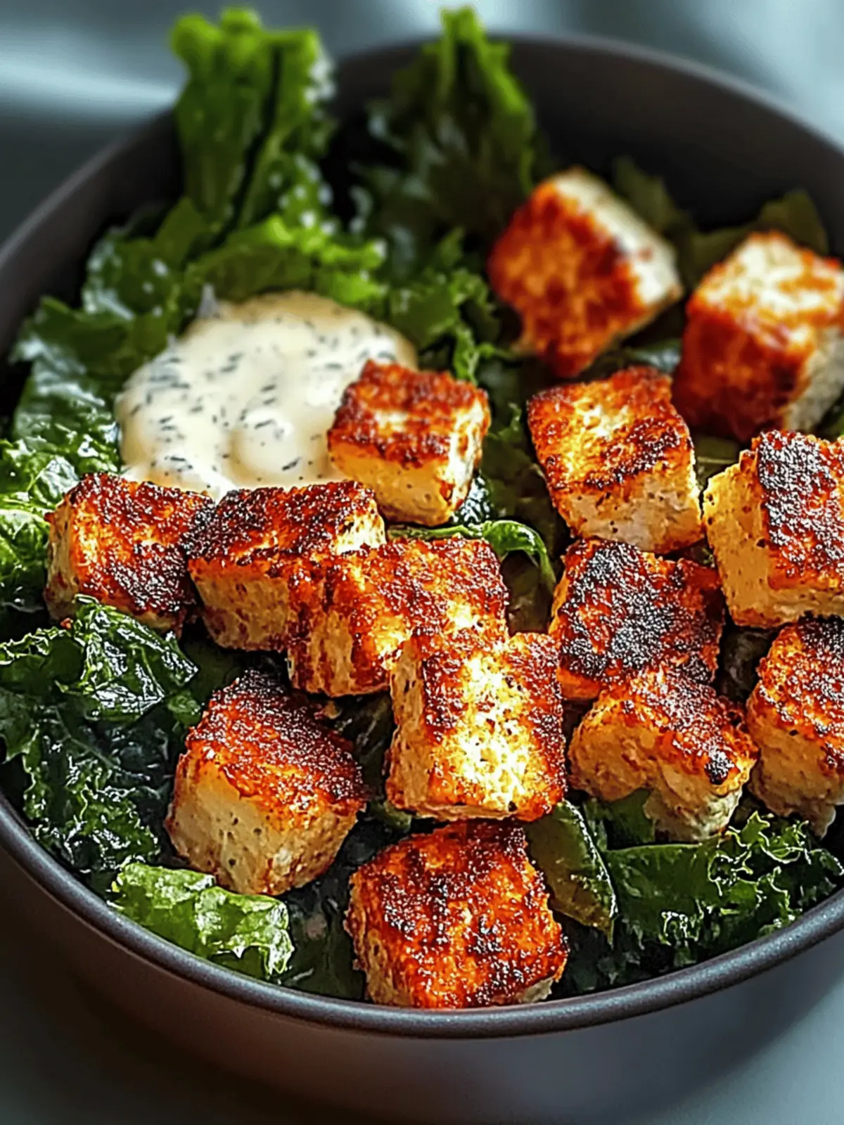 Knuspriger Buffalo-Tofu-Caesar-Salat für jeden Tag 3 Knuspriger Buffalo-Tofu-Caesar-Salat