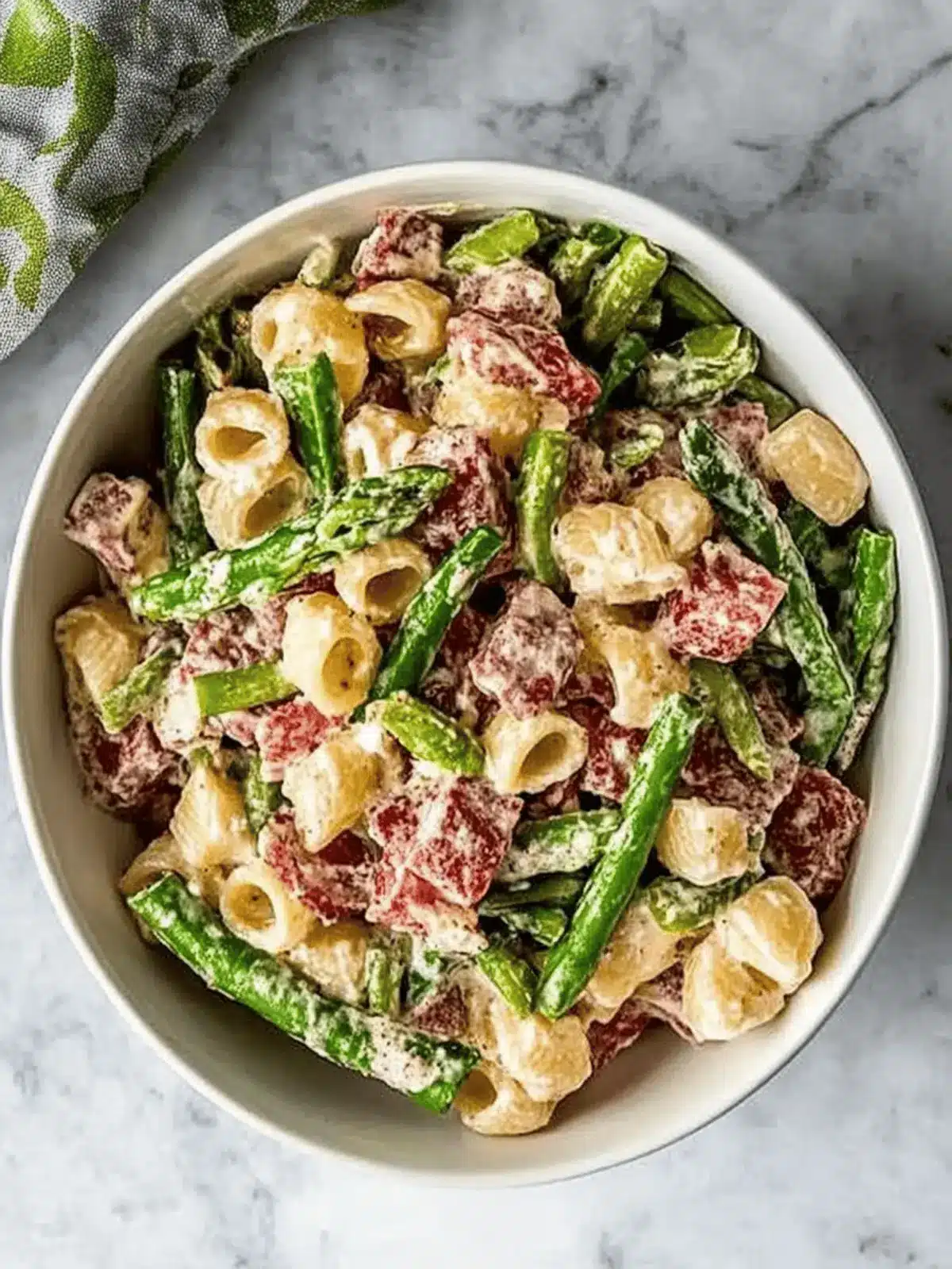 Steak Pasta Salat mit cremigem Dressing und Gemüse 2 Steak Pasta Salat