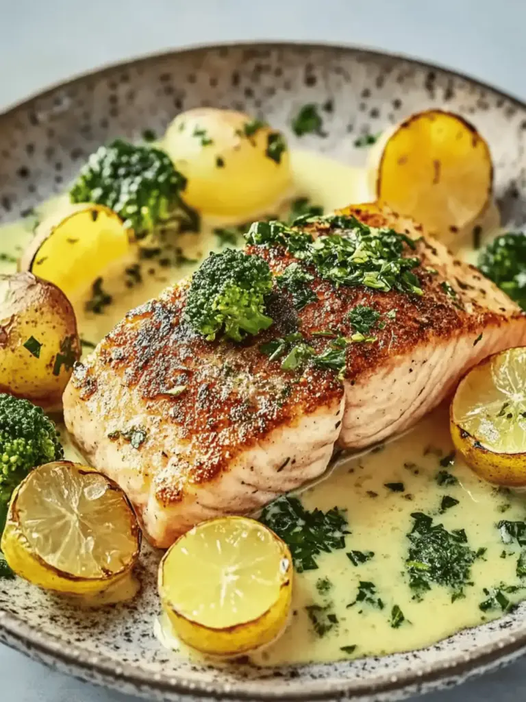 Zitronenbutterlachs mit knusprigen Kartoffeln und Brokkoli Rezept