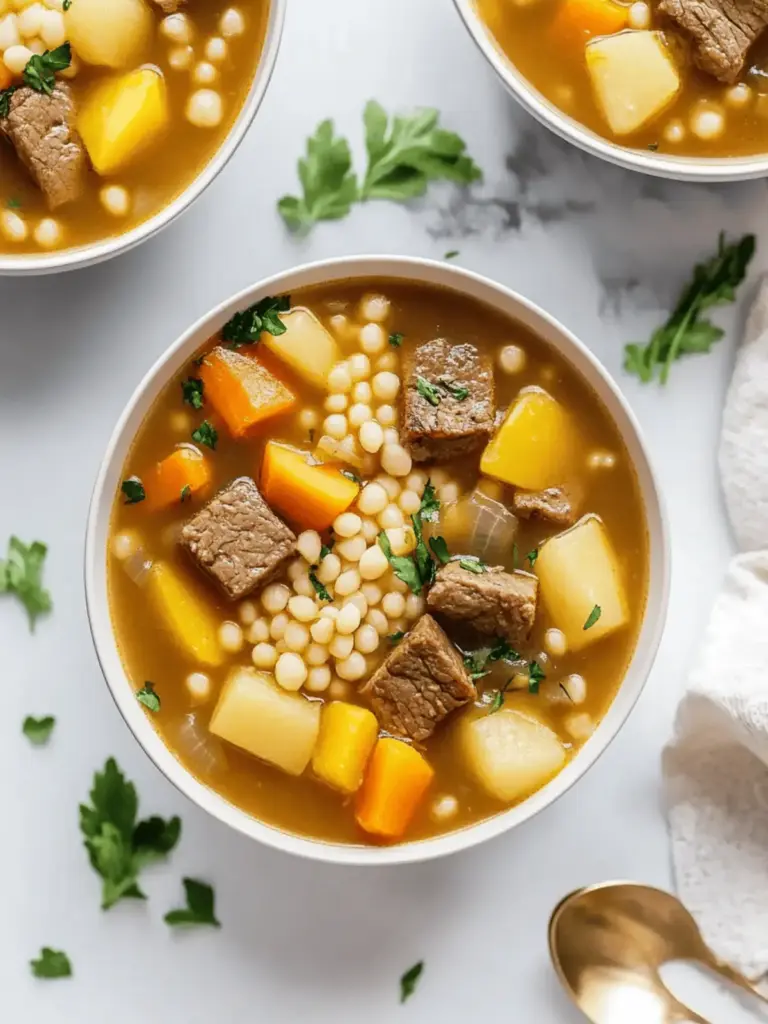 Herzhafter Crockpot Rindfleisch- und Gerstensuppe