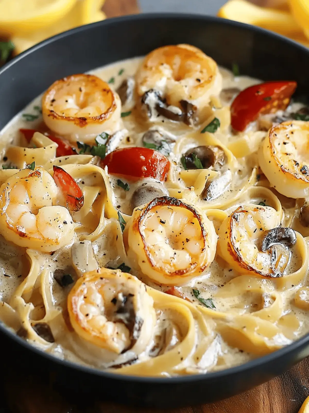 Schwarze Garnelen Stroganoff für ein neues Geschmackserlebnis 3 Schwarze Garnelen Stroganoff