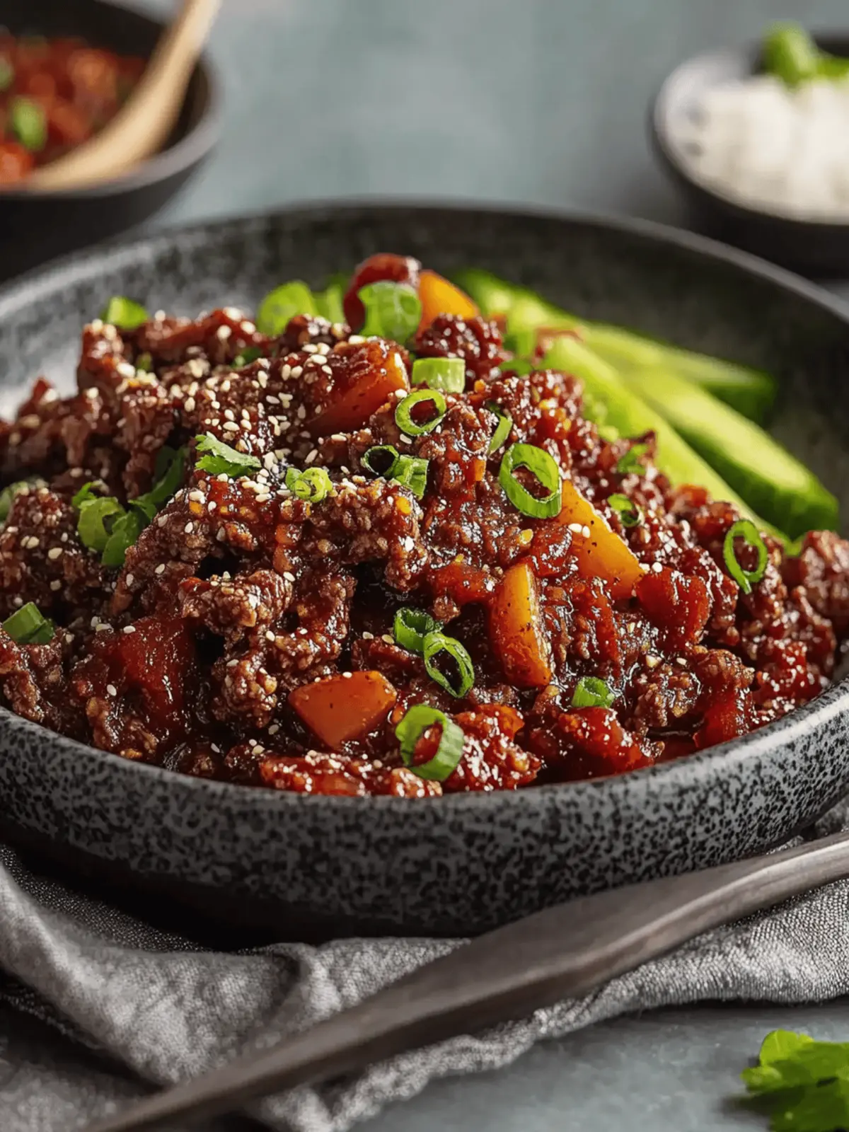 Klebriges Ingwer-Rindfleisch-Hackfleisch