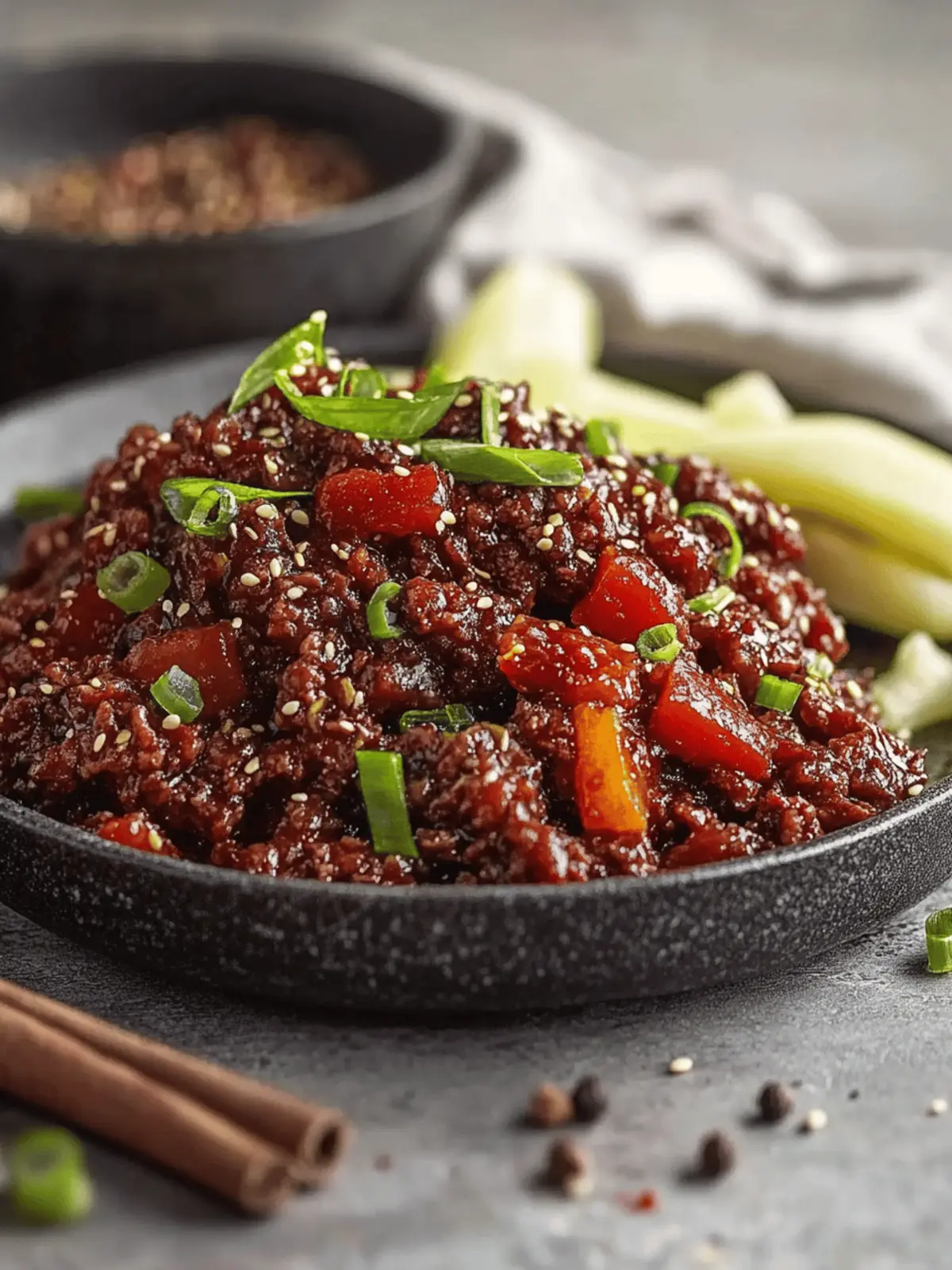 Klebriges Ingwer-Rindfleisch-Hackfleisch