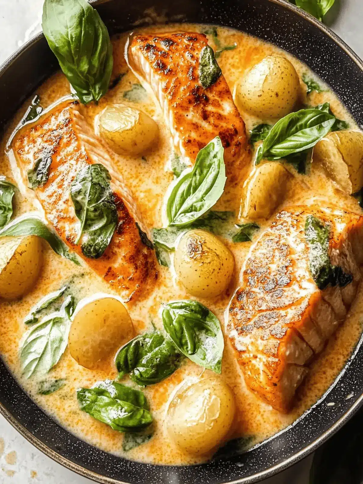 Cremiger Lachs und Gnocchi