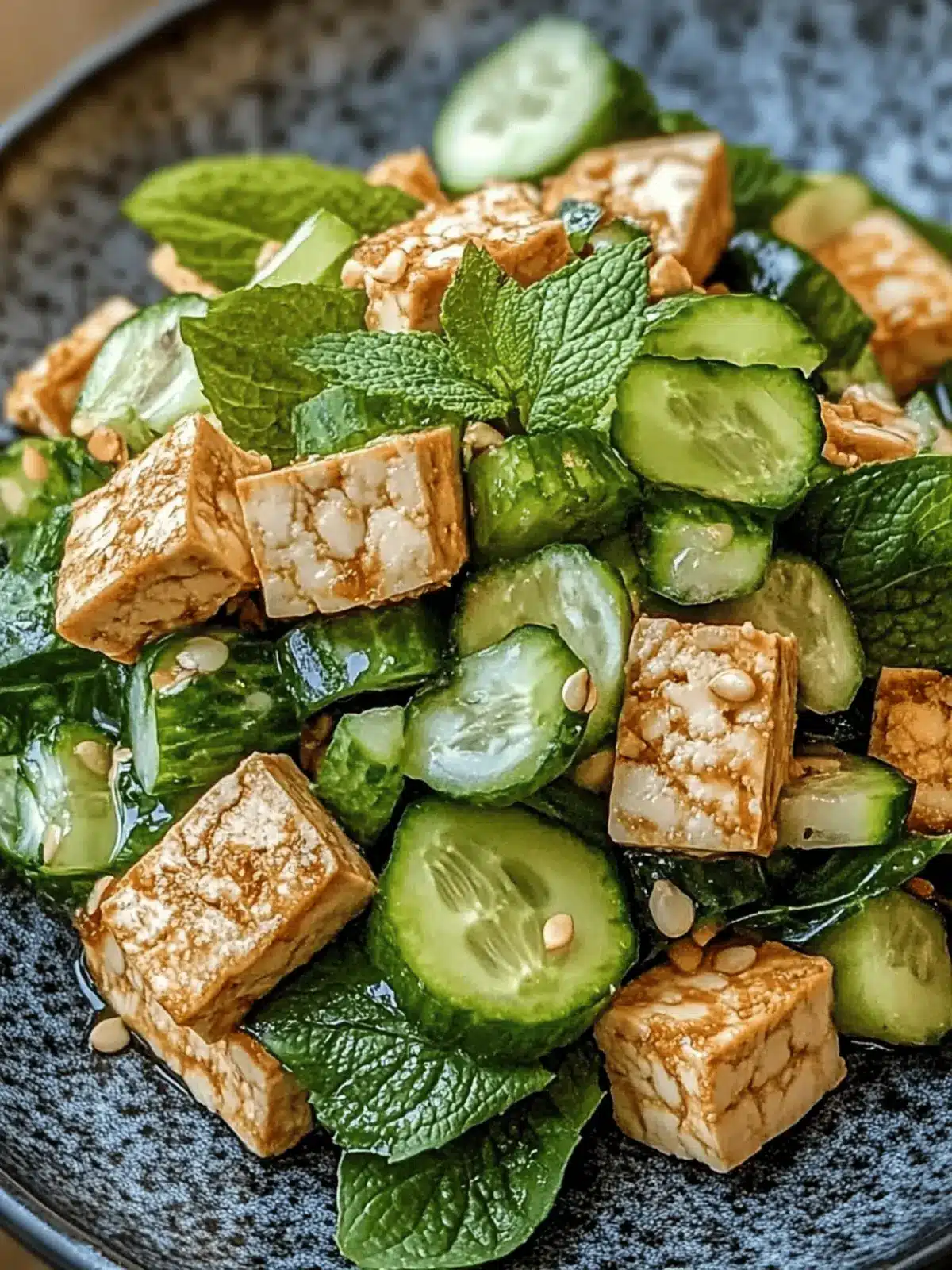 Crispy Tofu und Gurkensalat mit Erdnussdressing 4 Crispy Tofu und Gurkensalat