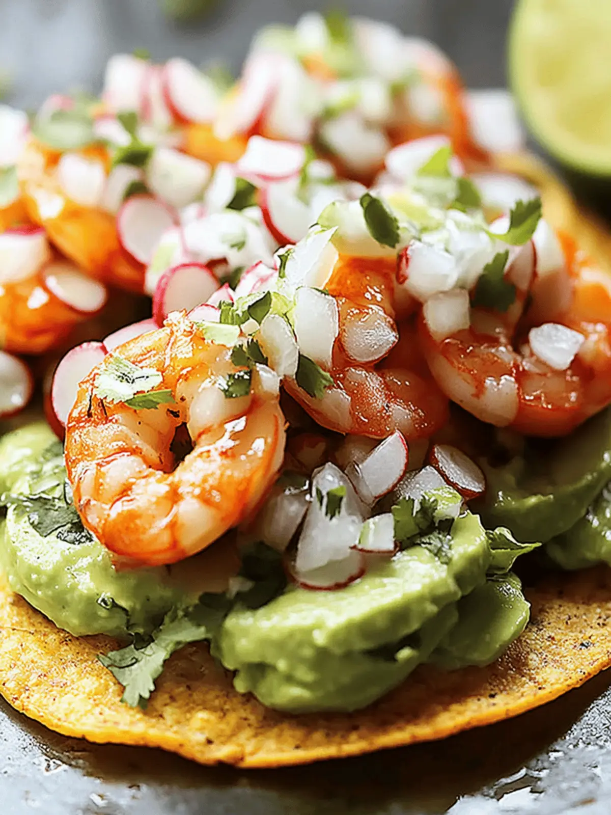 Garnelen-Tostadas mit Guacamole-Salsa-Delight 2 Garnelen-Tostadas mit Guacamole-Salsa-Delight