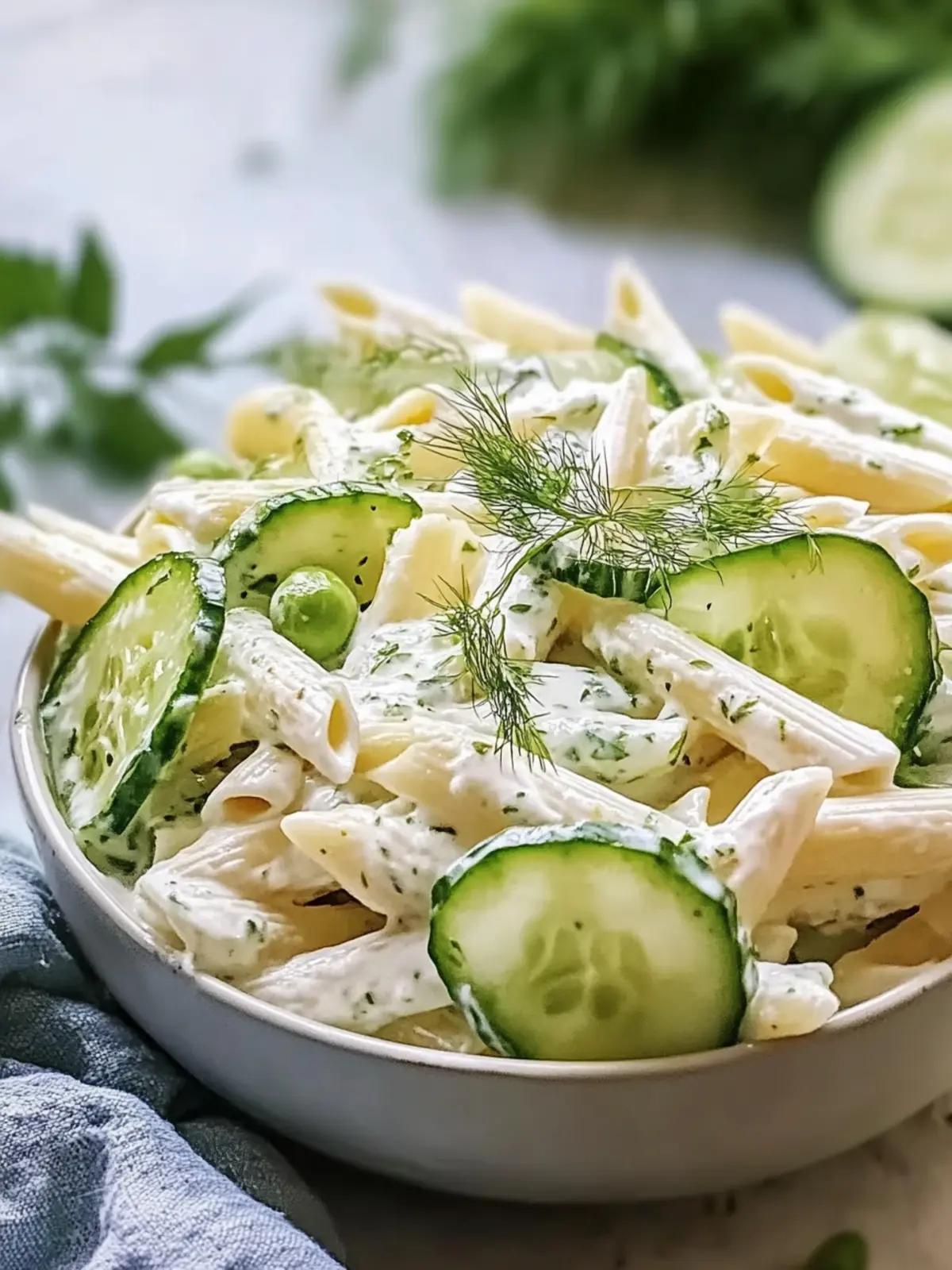 Frischer Gurken-Pasta-Salat für heiße Sommertage 2 Gurken-Pasta-Salat