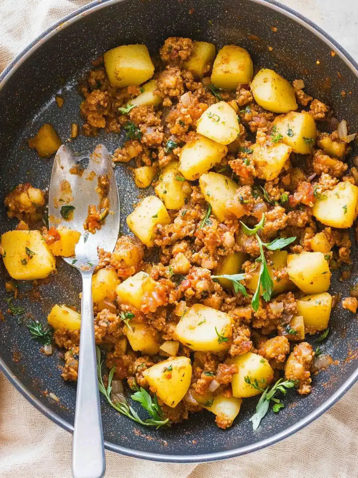 Gewürztes Hacklamm mit Kartoffeln: Schnelles Komfortessen 2 Gewürztes Hacklamm mit Kartoffeln