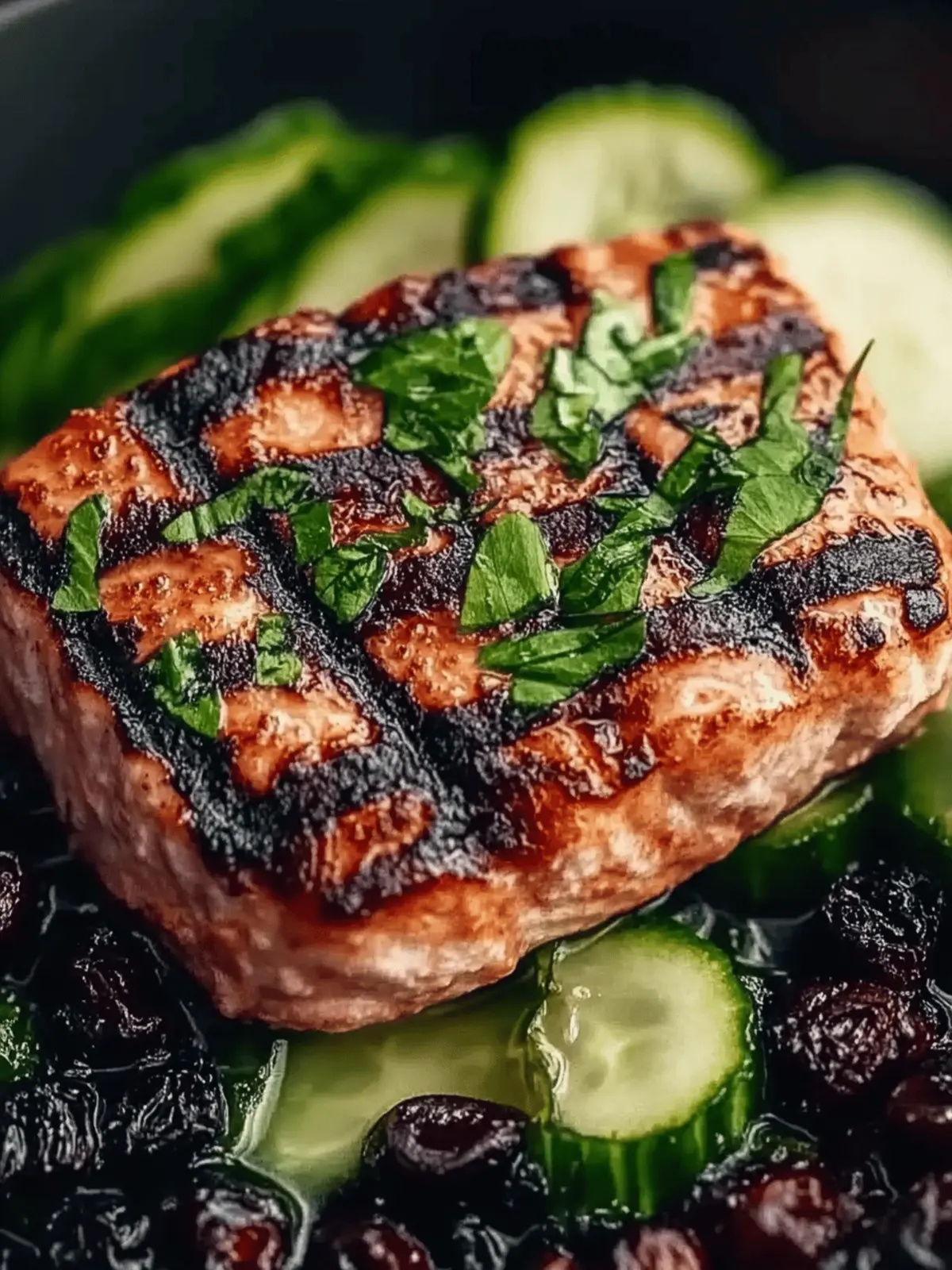 Gegrillter Lachs mit schwarzem Reis und cremigem Gurkensalat Rezept