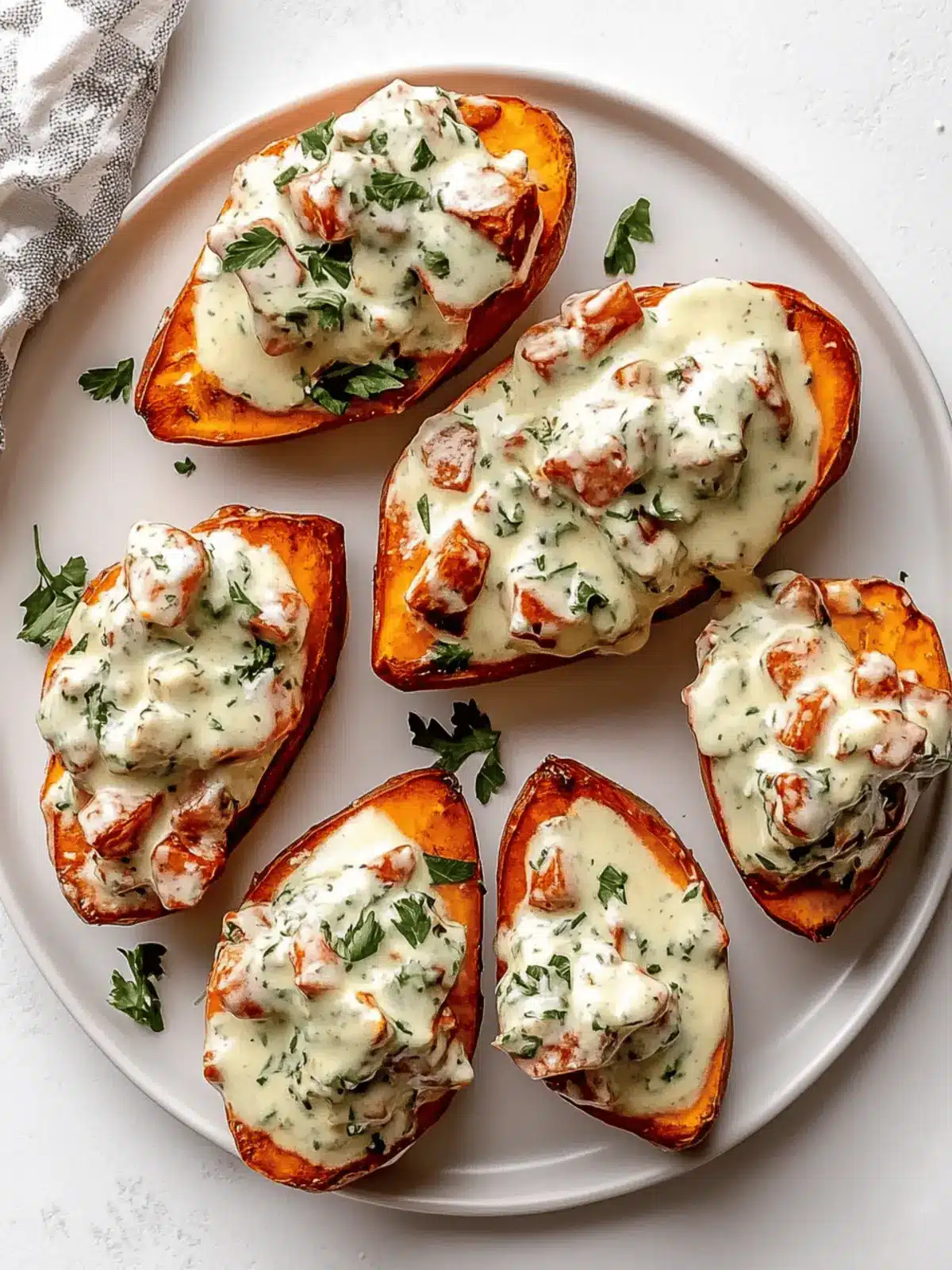 Cremige Hühnchen-Pastete Süßkartoffeln für alle 4 Cremige Hühnchen-Pastete Süßkartoffeln