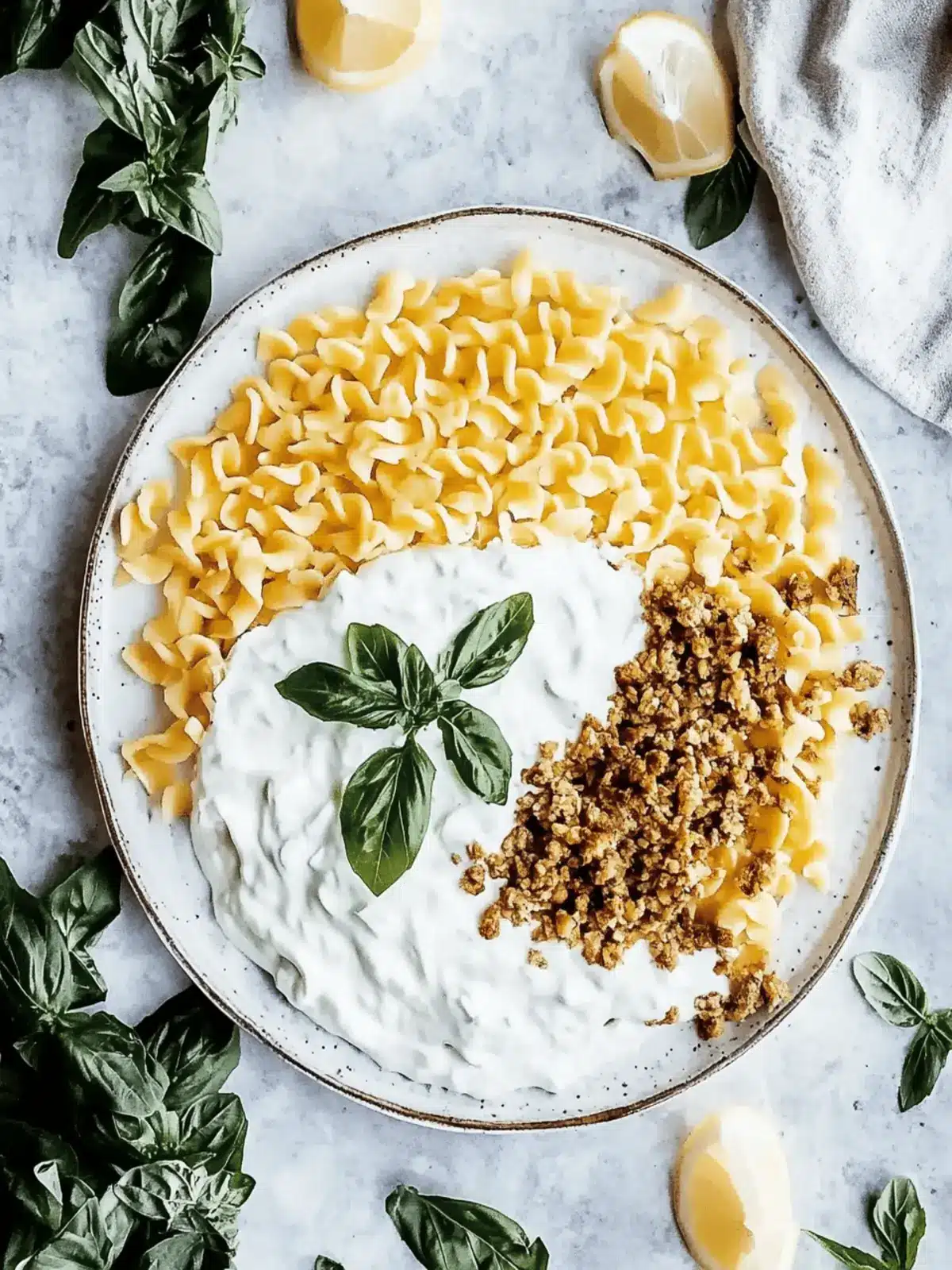 Schnelle arabische Pasta mit einfacher Joghurtsoße