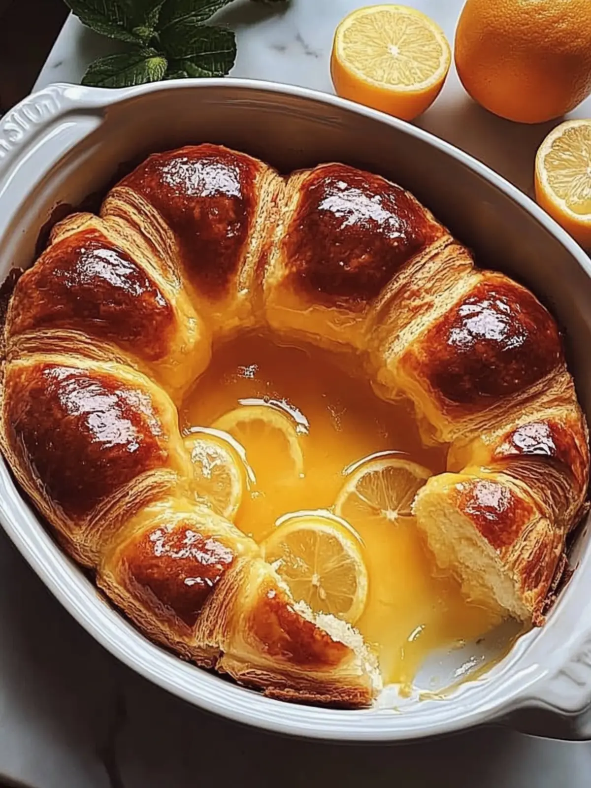 Cremiger Croissant Frühstücksauflauf mit Orangenmarmelade 2 Croissant Frühstücksauflauf mit Orangenmarmelade